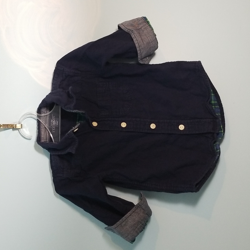 Baby Gap dark blue button down shirt toddler size 18-24 months EUC